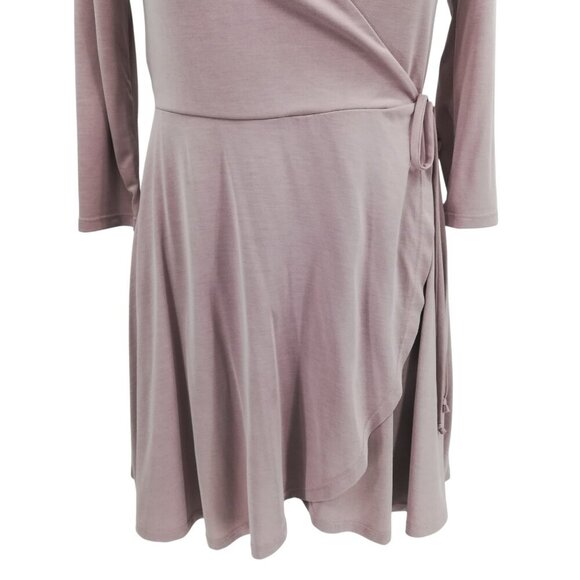 Lulus V-neck 3/4 Sleeve Wrap Dress Size S Mauve Blush Pink Flutter Skirt Short - Picture 4 of 11